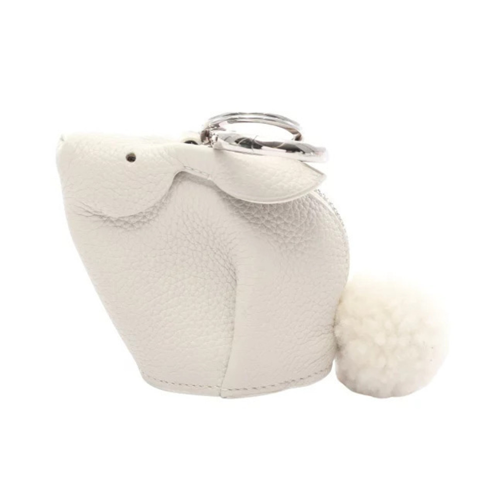 Loewe Bunny Charm coin case Wallet Accessory Leather Gray White